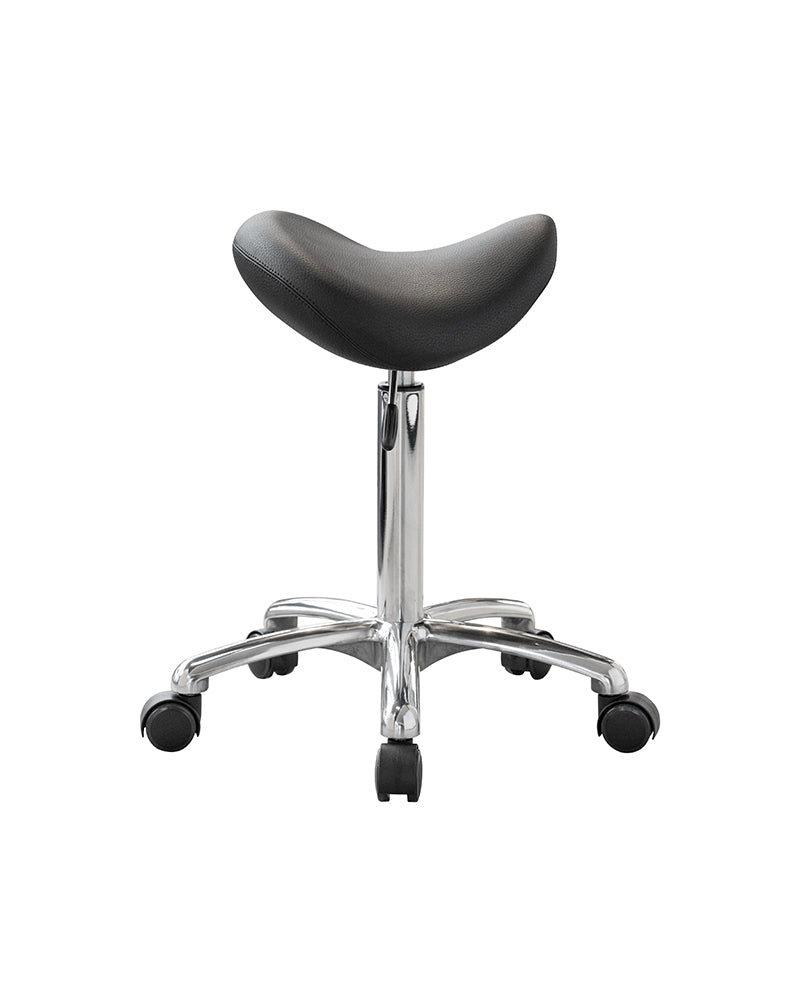 Stella - saddle stool in aluminum with black cover